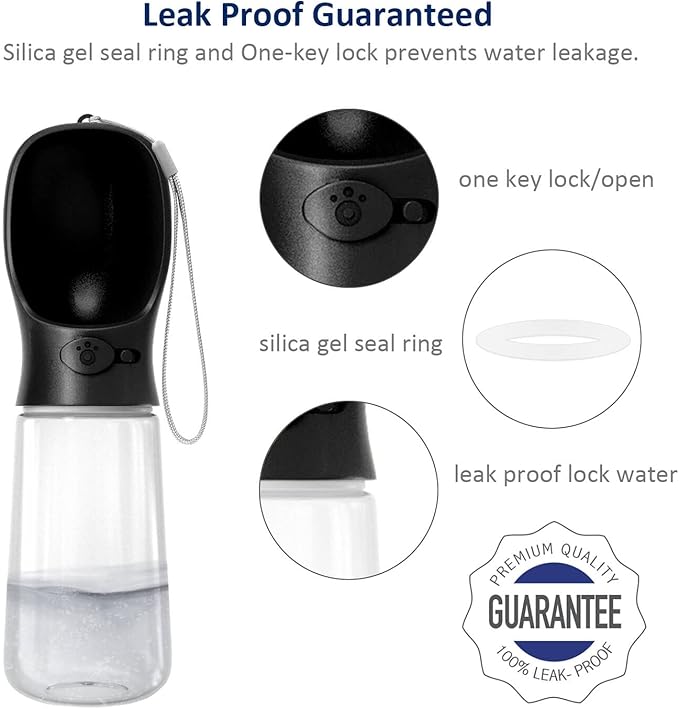 WePet Portable Dog Water Bottle with Food Container, 19 OZ + 6 OZ, Leak Proof Puppy Water Dispenser with Drinking Feeder for Pets Outdoor Walking, Hiking, Travel, Food Grade Plastic