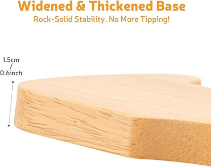 Elevated Cat Bowl Stand, 6.1" Diameter 3.5" High Rubberwood Stand for Cat Dish, Detachable Raised Bowl Holder with Non-Slip Pads, Anti Vomiting, Ergonomic Wooden Pet Feeder Holder for Cats