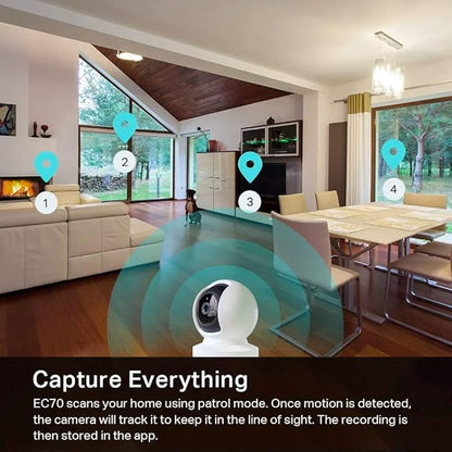 Kasa 1080p Indoor Pan/Tilt Wired Security Camera - Works as a Baby & Pet Monitor, Motion Detection & Tracking, 2-Way Audio, Night Vision, Subscription-Free Local Storage or Optional Cloud, EC70