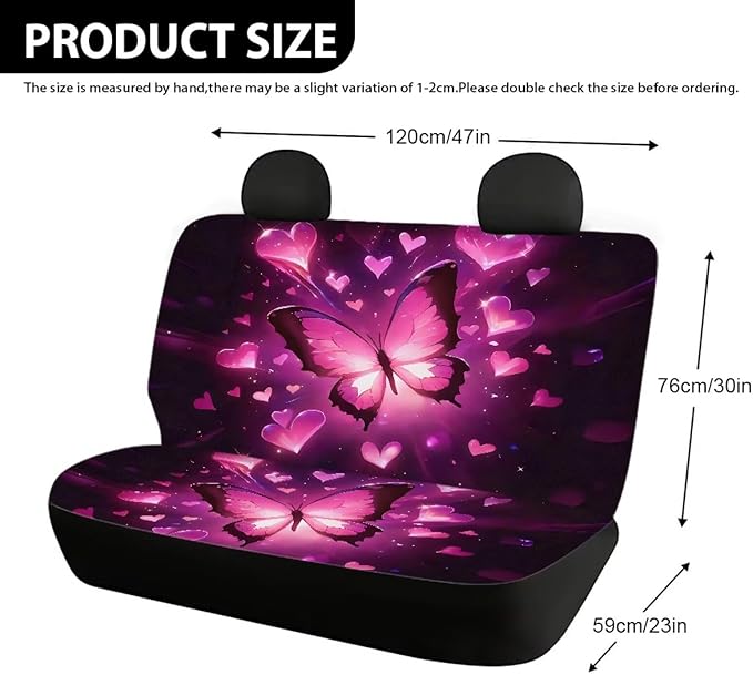 AFPANQZ 3D Butterfly Car Seat Cover for Rear Bench Seats Polyester Fabric Protects Against Dirt Pet Fur Dog Hair, Easy to Install with Universal Fit for Cars Trucks and SUV
