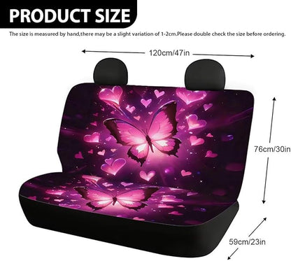AFPANQZ 3D Butterfly Car Seat Cover for Rear Bench Seats Polyester Fabric Protects Against Dirt Pet Fur Dog Hair, Easy to Install with Universal Fit for Cars Trucks and SUV