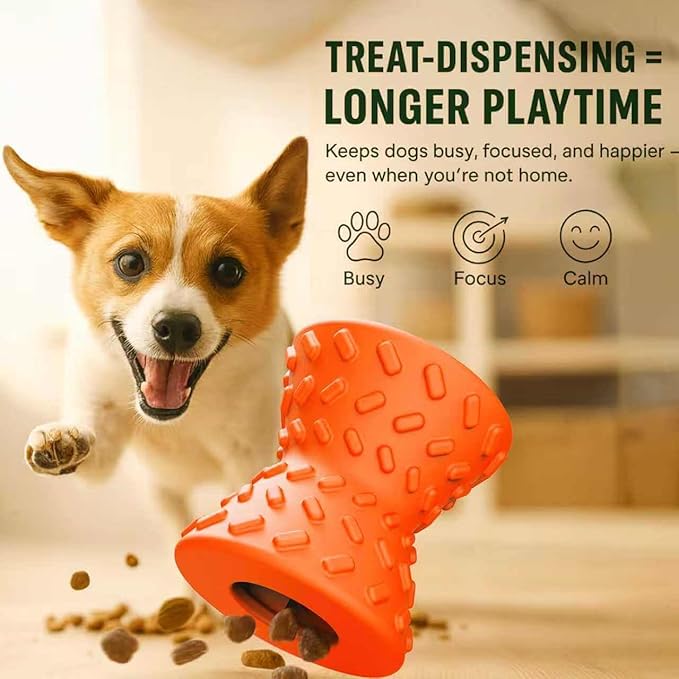 Dog Puzzle Toys, Treat-Dispensing Puzzle Ball – Interactive Rubber Dog Toy for Small & Medium Dogs, Rolling Reward Game for Training & Slow Feeding