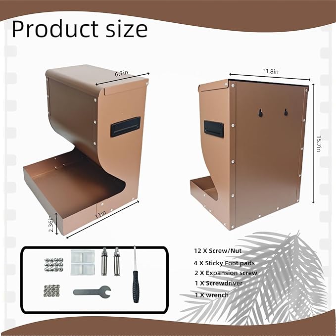 Automatic Dog Feeder Large Breed, 15lb Indoor/Outdoor Gravity Feeder for Dogs, Hanging Self Feeding Dispenser for Medium and Large Dogs, Cats, and Chickens