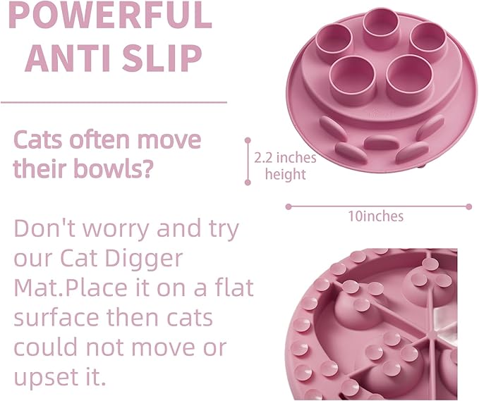 Puzzle Feeder Mat, Slow Feeder for Good Cat Eating Habits, Interactive Cat Toys, Pink