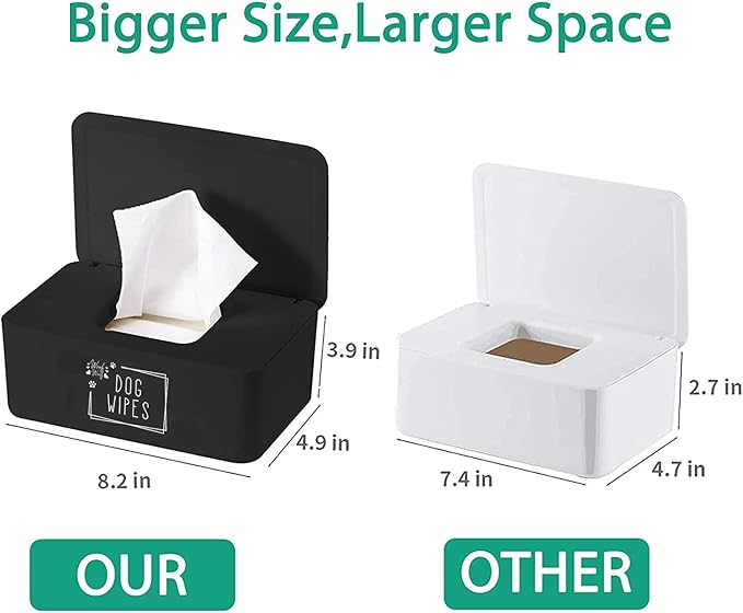 Moorfowl Woof Woof Dog Wipes Dispenser,Upgarde Size(8.2L x 4.9W x 3.9H inches),Grooming Wipes Container Holder for Dog Paw