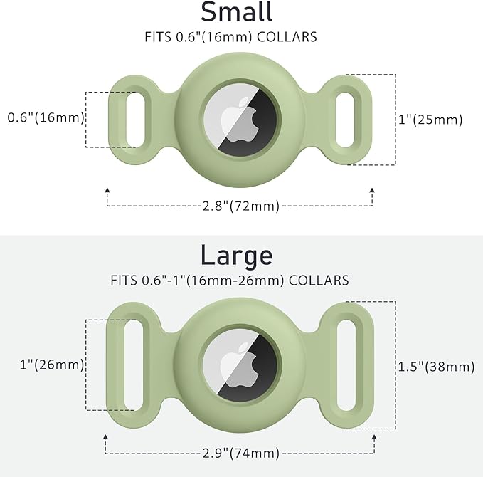 for Air Tag Dog Collar Holder, 2 Pack GPS Tracking Accessories Anti-Lost Silicone Air Tag Holder Case for Pet Cat Dog Collars (Pink+Matcha, Large)