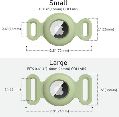 for Air Tag Dog Collar Holder, 2 Pack GPS Tracking Accessories Anti-Lost Silicone Air Tag Holder Case for Pet Cat Dog Collars (Pink+Matcha, Large)