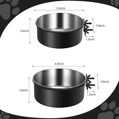 Dog Crate Water Bowl Hanging,2 Pack Stainless Steel Water Food Bowl No Spill for Crate Cage,Kennel Bowls Mountable Coop Cup for Dogs Cats Puppy