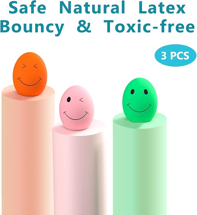 SCHITEC Dog Squeaky Toy, Latex Bouncy Egg Balls with Squeaker for Puppy Small Pet Dogs, Soft Rubber Sound Toys for Interactive Fetch Play