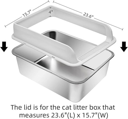 Plastic Lid for Large Stainless Steel Cat Litter Box, 23.6" x 15.7" x 4"