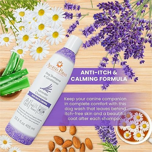Anti-Itch & Calming Formula 2-in-1 Dog Shampoo & Conditioner - Lavender Chamomile, Tearless, Aroma Paws Sensitive Skin & Itch Relief, Sulfate & Paraben Free, Made in USA 13.5 oz - Image 4