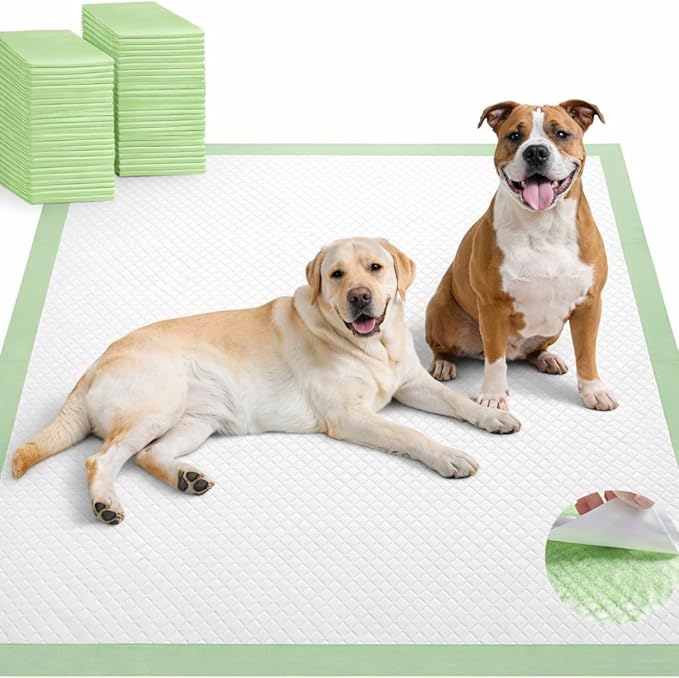 Gimars 4XL 36"x36" Thicken Heavy Absorbency Dog Pad Extra Large- Jumbo Disposable Polymer Quick Dry No Leaking Pee Pads for Dogs, Cats, Rabbits Pets 30 Counts-Green