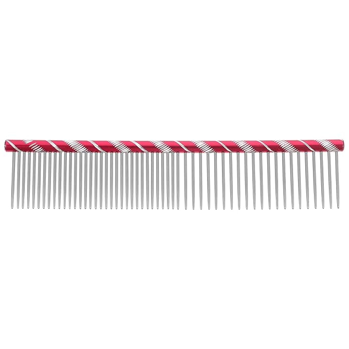 UEETEK Stainless Steel Pet Shedding Comb for Dogs Cats Grooming Tool with Different Spaced Teeth 6.29 Inch Fur Removal Trimming Comb