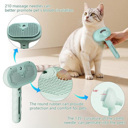Spray Cat Hair Brush For Grooming Convertible USB Rechargeable Dog Brush For Shedding - Ideal For Indoor & Outdoor(Green)