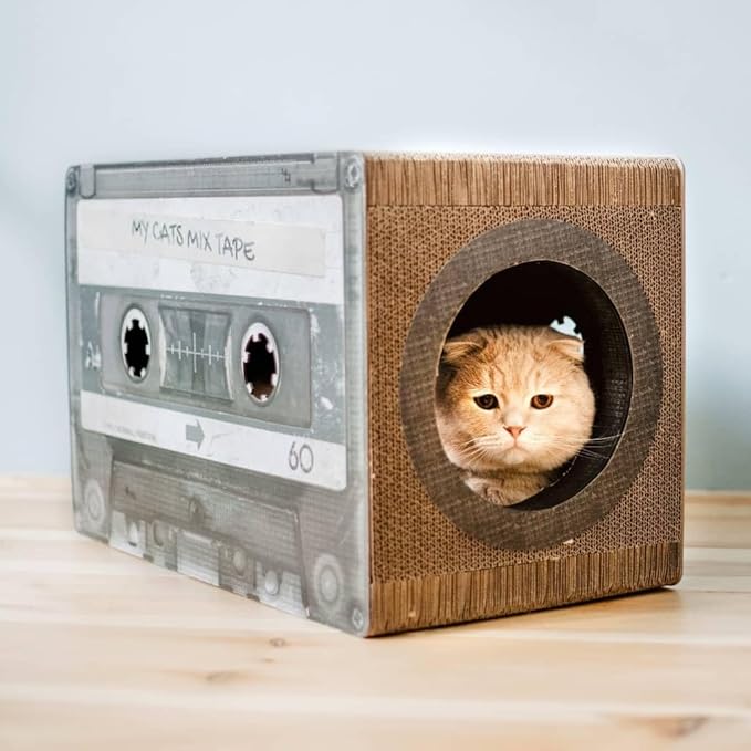 Mixtape Cardboard Cat Scratcher, Large (54 x 31 x 35 cm), Black