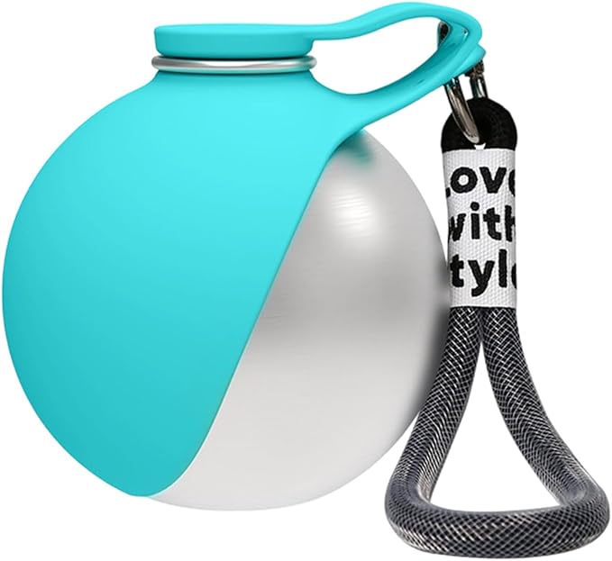 Portable Dog Water Ball, 304 Stainless Steel Foldable Pet Water Bottle – Portable, Leak-Proof & Perfect for Travel, Large-Capacity (285ml) Cup with Foldable Silicone Bowl