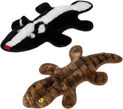No Stuffing Dog Squeak Toys, 2 Pack Chew Toys with Crinkle to Keep Them Busy, Plush Puppy Teething Toys for Indoor & Outdoor Play, Best Birthday Gift for Large Breed