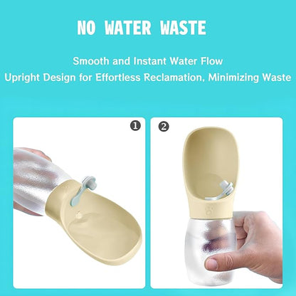 Kalimdor Dog Water Bottle, 12oz Leak Proof Portable Puppy Water Dispenser with Drinking Feeder for Pets Outdoor Walking, Hiking, Travel, BPA Free Food Grade Plastic (Cream Yellow, 12oz)