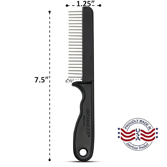 Super-Groom Combs with Smooth Rotating teeth for Painless Mat Removal (Black, 22 Coarse-Teeth)