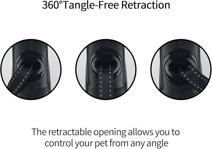 16 Ft Retractable Dog Leash, 360° Tangle-Free Heavy Duty Great Leashs for Dog up to 66lbs with Anti-Slip Handle, Dog Walking Leash for Medium 66lbs Dogs (Black,M)