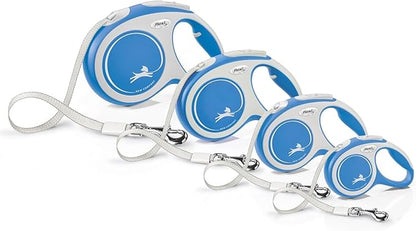 FLEXI® Comfort XS Tape Retractable Dog Leash (Blue)-10 ft for Extra Small, Tiny Dogs up to 26 lbs| Ultra Compact Pocket-Size, 3-Finger Grip, German Quality| Tangle-Free, One-Hand Brake, Pause & Lock