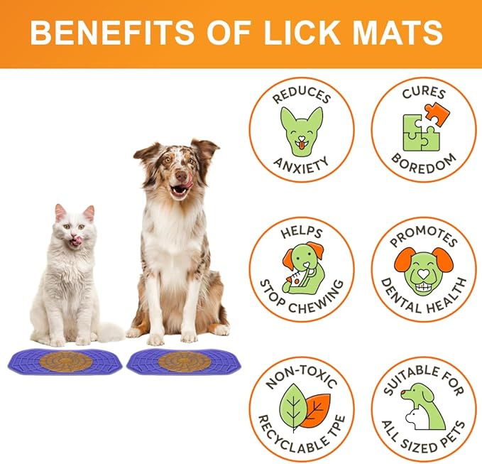 Neater Pets Neat-LIK Dog Lick Mat, Lick Mat for Dogs, Cats, Puppy, Reduces Anxiety & Boredom, Peanut Butter Slow Feeder, Interactive Treat Licking Pad, Licking Mats for Small & Large Breed (Purple)
