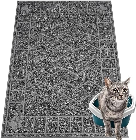 Cat Litter Box Mat, 35" x 24" Large Waterproof Litter Trapping Mat by Motsamla