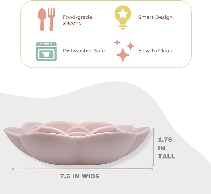 Hanara Sillicone Slow Feeder Dog Bowls & Lick Mat with Suction Bottom | Rose Petals Design | Promotes Better Digestion, Prevent Choking | Dish Washer Safe | Great Size for All Breed (Misty Gray)
