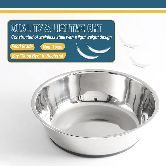 PEGGY11 Lightweight Stainless Steel Dog Bowls - 6 Cup, Single Pack