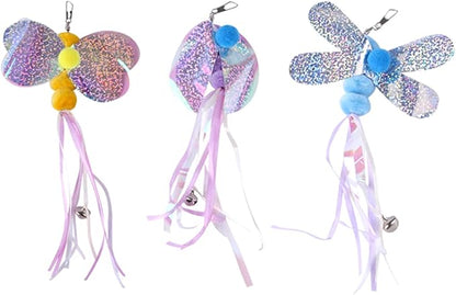 7 Pcs For Creative For Cat Teaser Wand Refill Kit Various For Butterfly Dragonflies Teaser Toy Retractable For Cat Wand Long Interactive Cat Toy Wands Refills Replacement Attachments For Indoor