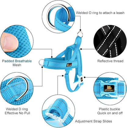 Plutus Pet No Pull Dog Harness with Breathable Mesh Padded, Adjustable Reflective Escape Proof Dog Harness, Quick Fit Dog Vest Harness for Small Medium Large Dogs(XL, Cyan)
