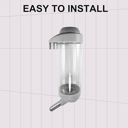 Dog Crate Water Bottle - 12 oz No Drip Kennel Pet Water Dispenser, Easy-to-Use Cage Water Bottle for Dogs, Cats, Small Animals, 350ML, Grey