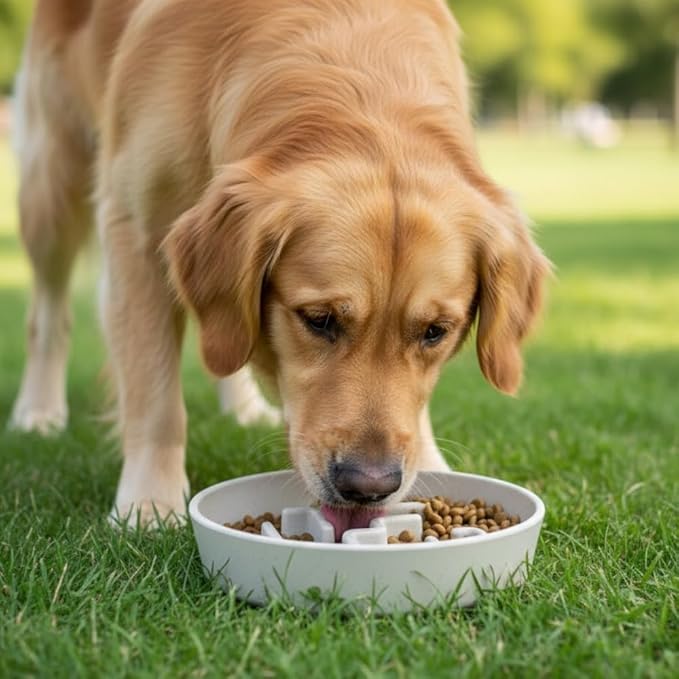 Sustainable Dog Slow Feeder Bowl – 27.7 OZ (820 ML) | Eco-Friendly Material, Dishwasher Safe | Suitable for Dry and Wet Food | Durable and Easy to Clean | Off White