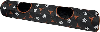NCAA Texas Longhorns Cat Tunnel Tube Toy with Plush Football Catnip and Feathers