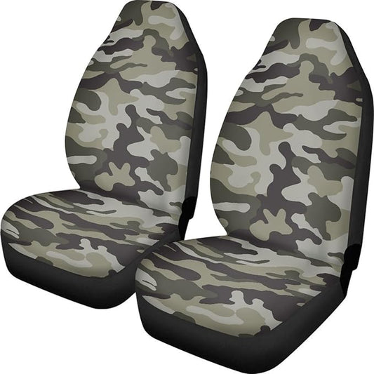 Green Camo Print Car Seat Cover Front Seats for Men,Universal Fit for Most Cars,SUVs,Sedan,Truck or Van,Easy to Install