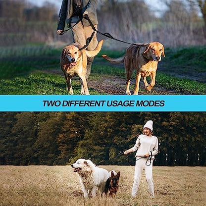 PetBonus Double Dog Leash, No Tangle Dual Leash, Reflective Walking Training Lead, 4 Comfortable Padded Handles for 2 Dogs with Collapsible Bowl and Waste Bags (Black, Large) - Image 3