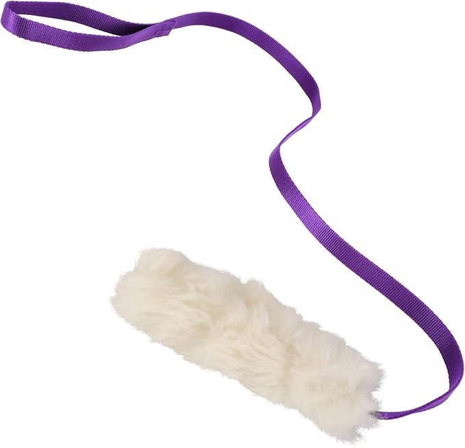 Dingo Dog Toy - Sheepskin Chaser with Long Violet Lead 50", Agility Motivation Reward tug for Training and Fun 15582