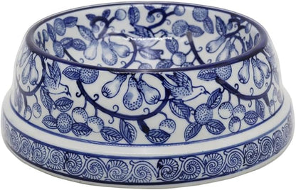 Aimusego Blue and White Ceramic Dog Bowl, Gifts for Pet Owners, Dog Gift, Anti-Skid Base Medium Large Water and Food Pet Cat Dish-9inch