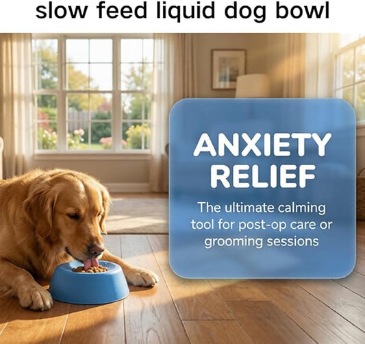 Slow Feed Liquid Dog Bowl, Dog Licking Bowl, Anti-Slip Entertained Lick Ball for Large Medium Small Dogs Wet Food, Water & Treats Dogs Anxiety Relief, Boredom and Post-Op Care (Blue)