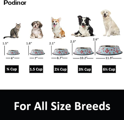 Stainless Steel Dog Bowls, Food and Water Non Slip Anti Skid Stackable Pet Puppy Dishes for Small, Medium and Large Dogs (2 Pack)