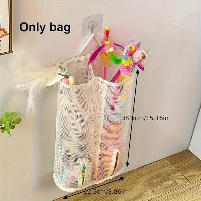 1pc Mesh Storage Bag for Cat Toys - Wall Hanging Organizer, Perfect for Pet Accessories, Toy Storage Organizer, Shelf Baskets