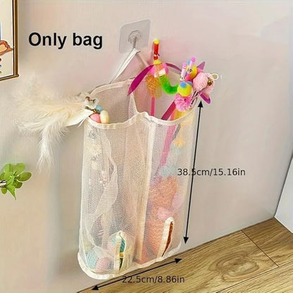 1pc Mesh Storage Bag for Cat Toys - Wall Hanging Organizer, Perfect for Pet Accessories, Toy Storage Organizer, Shelf Baskets