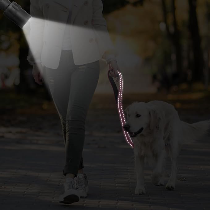 Dog Leash, Short Dog Leash, Leashes for Large Breed Dogs,Traffic Padded Handle- Reflective Training Lead, Perfect for Medium to Large Dogs(24 Inch, Pink)