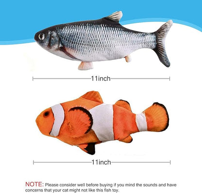Tocirelo Interactive Cat Toys Flopping Fish with Catnip, Moving Cat Toys for Indoor Cats 2Pack, 11" Electric Automatic Kitten Kicker Exercise Toy, Wiggle SilverVine Floppy Fish for Small Dogs, Kitten