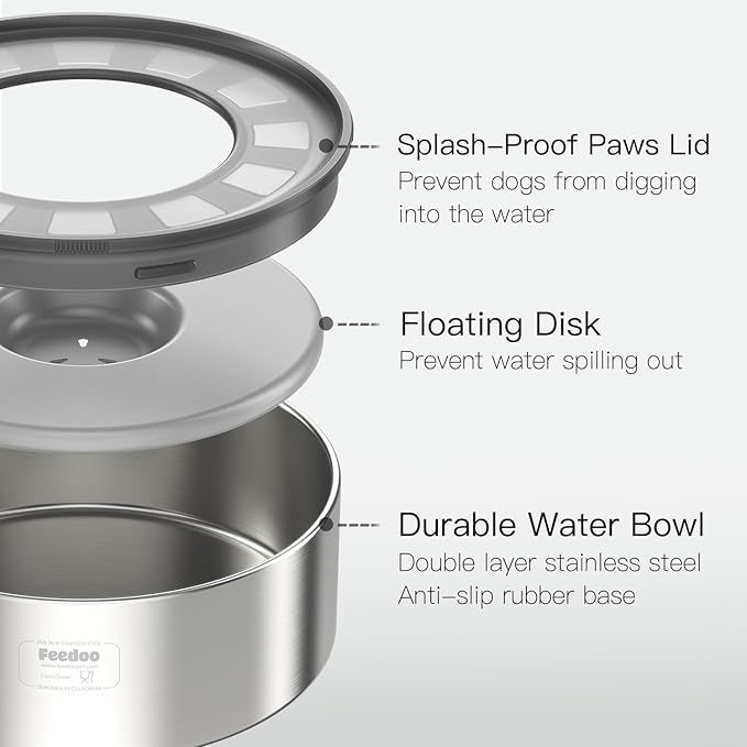 3~3.5Cups Slow Feeder + 1Gallon Double Layer Spill Proof Water Bowl