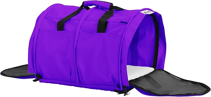 SturdiBag Pro 3.0 Pet Travel Carrier for Cats and Dogs – Soft-Sided with Safety Clips and Seatbelt Straps for Car Travel | XL, Purple