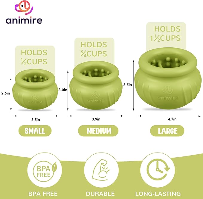 Wobbly Dog Enrichment Lick Toy, Stuffable Frozen Lick Bowl to Keep Dogs Busy, Long-Lasting Interactive Treat Dispensing Dog Toy, Silicone Fetch Catch Chew Toy(Green,M)