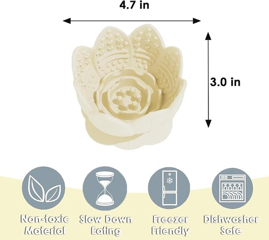Dog Lick Bowl,Anxiety Relief Slow Feeder Dog Lick Mat Treat Dispenser, Non-Slip Licking Bowl Enrichment Toys for Small Medium Breeds Dogs (Beige, 12x12x7.6CM)