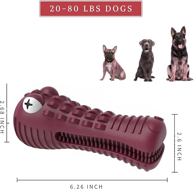 Dog Chew Toys for Aggressive Chewers – Alligator Dog Chew Toy for Large, Medium & Small Dogs – Tough Natural Rubber for Teeth Cleaning – Squeaky Interactive Dog Toys to Keep Them Busy