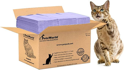 PetsWorld Universal Fit Cat Pad Refills for Litter Box, Fresh Scent, Odor Control, Pack of 50